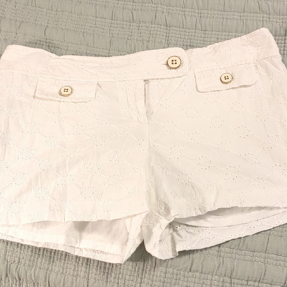 LOFT White Bermuda Shorts Tailored Cotton Blend